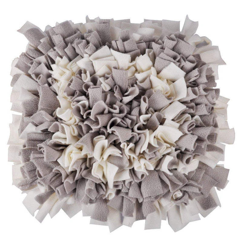 MyfatBOSS Pet Dog Snuffle Mat with Free Laundry Bag, Machine Washable Woven Dog Sniffing Pad, Flower Shape Snuffle Mat for Dogs, for Foraging Skill, Stress Release (30cmx30cm) (Grey&White) Grey&White - PawsPlanet Australia