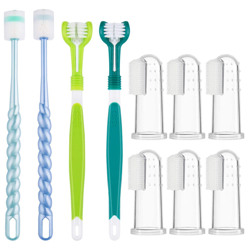 INPHER Dog Toothbrushes,10 PCS Tooth Cleaner Triple Head Toothbrush 360 Degree Toothbrushes Soft Silicone Finger Toothbrushes Dental Brushes Kit for Dog Cat Pet Dental Care Clean Mouth - PawsPlanet Australia