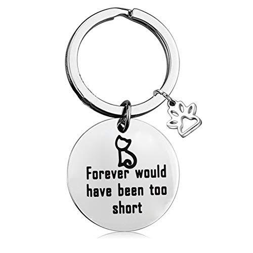 Cat Memorial Keychain Forever Would Have Been Too Short Paw Print Keychain Loss of Pet in Loving Memory of Cat Jewelry Gift for Cat Lover Silver - PawsPlanet Australia