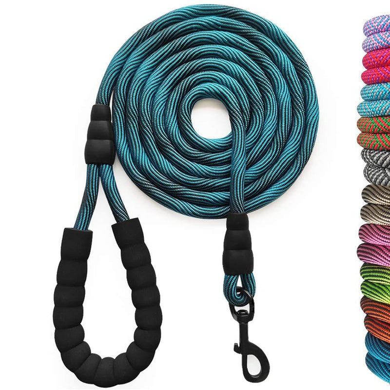 MayPaw 10FT Rope Dog Lead, 1/2" Strong Nylon Medium Dog Lead with Soft Padded Handle Dog Lead Training Traction for Large Dogs Playing/ Exploring/Walking 1/2 in x 10ft blue black - PawsPlanet Australia