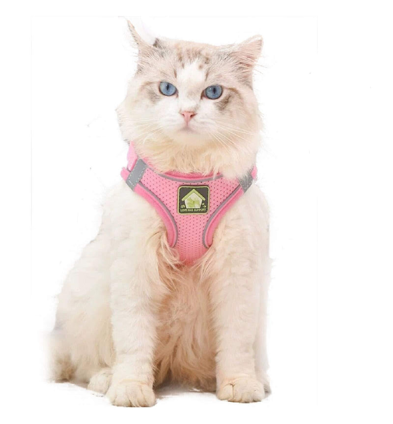 Coriver Dog Harness and leash Set,Cat Vest Harness Breathable Mesh Escape-Proof No Choke Padded Vest Reflective Cat Chest Straps Jacket for Pet Puppy Kitten Outdoor Activity (L, PINK) L - PawsPlanet Australia