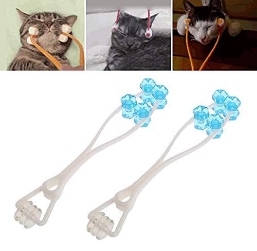 Qiwenr 2Pcs Cat Massager Roller ，Cat Dog Face Massager Face Slim Legs for Puppies of Cats Massager Roller for Cats for Grooming，Tool Exquisite Thin Face Massager for Cat Dog (Blue) - PawsPlanet Australia