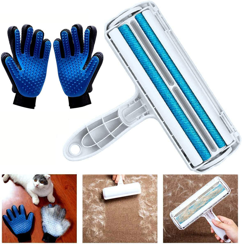 WEIZEU Pet Hair Remover Roller,Animal Hair Removal Brush Pet Fur Remover with 1 Pair of Gloves 1 Set - PawsPlanet Australia