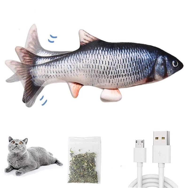 HIKENRI Electric Moving Fish Cat Toy, Realistic Plush Simulation Electric Wagging Fish Cat Toy Catnip Kicker Toys, Funny Interactive Pets Pillow Chew Bite Kick Supplies for Cat carp - PawsPlanet Australia