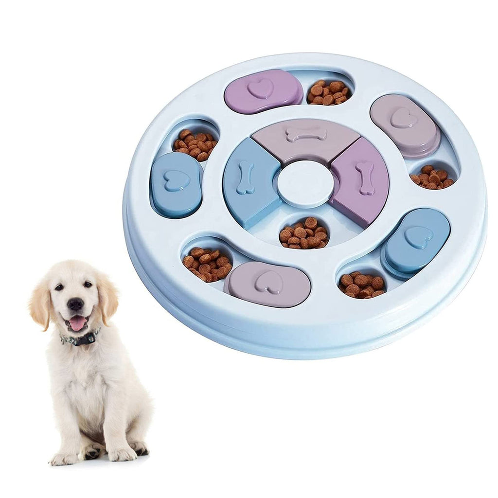 Elezenioc Dog Puzzle Slow Feeder Toy,Puppy Treat Dispenser Slow Feeder Bowl Dog Toy,Dog Brain Games Feeder with Non-Slip, Improve IQ Puzzle Bowl for Puppy (Blue) Blue - PawsPlanet Australia