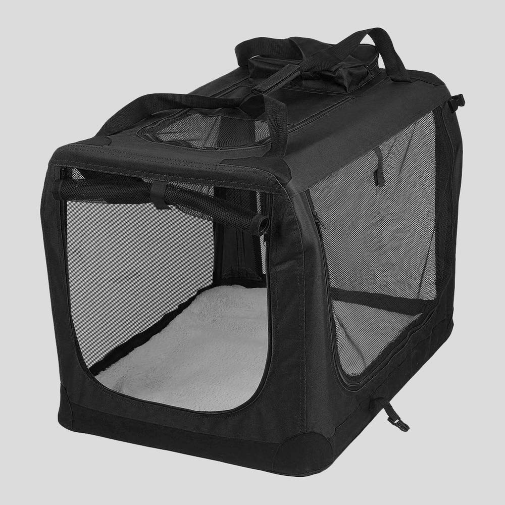 AVC Portable Soft Fabric Pet Carrier Folding Dog Cat Puppy Travel Transport Bag (Medium, Black) - PawsPlanet Australia