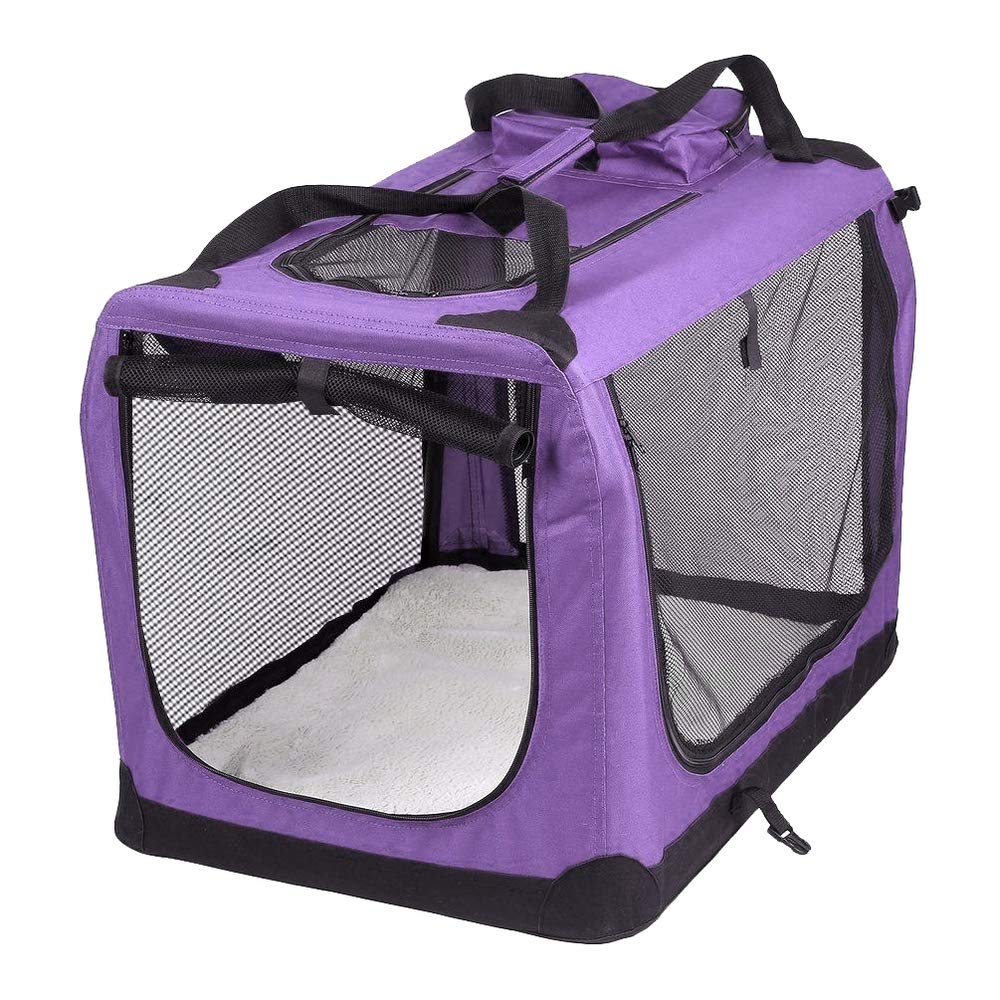AVC Portable Soft Fabric Pet Carrier Folding Dog Cat Puppy Travel Transport Bag (Large, Purple) - PawsPlanet Australia