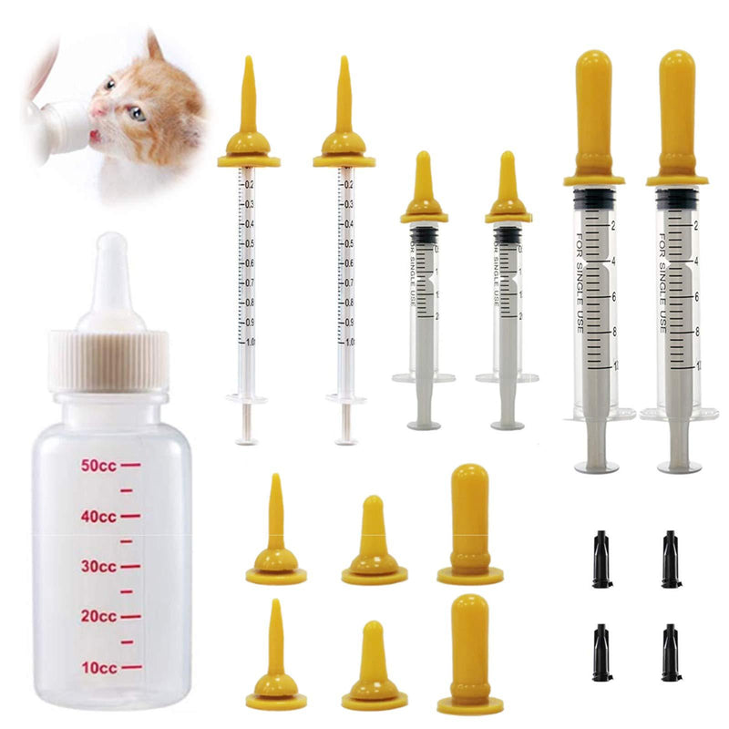 Puppy Nursing Bottle Pet Syringe Feeding Kit Original Nipple with Syringe and Feeding Nursing Bottle for Kittens Pet and Wildlife 13Pack - PawsPlanet Australia