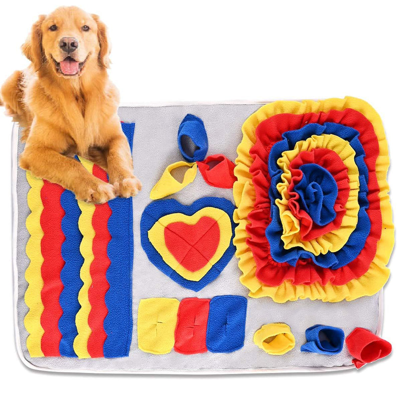Nabance Pet Feeding Mat Snuffle Mat for Dogs Training Mat Puppy Soft Sniffing Pad for Dog Smell Foraging Skill Blanket Puzzle Toys Grey Blue Red - PawsPlanet Australia