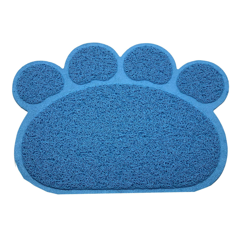 Pet Touch Cat Food Mat PAW Shaped PVC Fold-able Non Slip Multi-function Waterproof Puppy Dog Bed Cat Litter Mat (Blue, Paw) Blue - PawsPlanet Australia