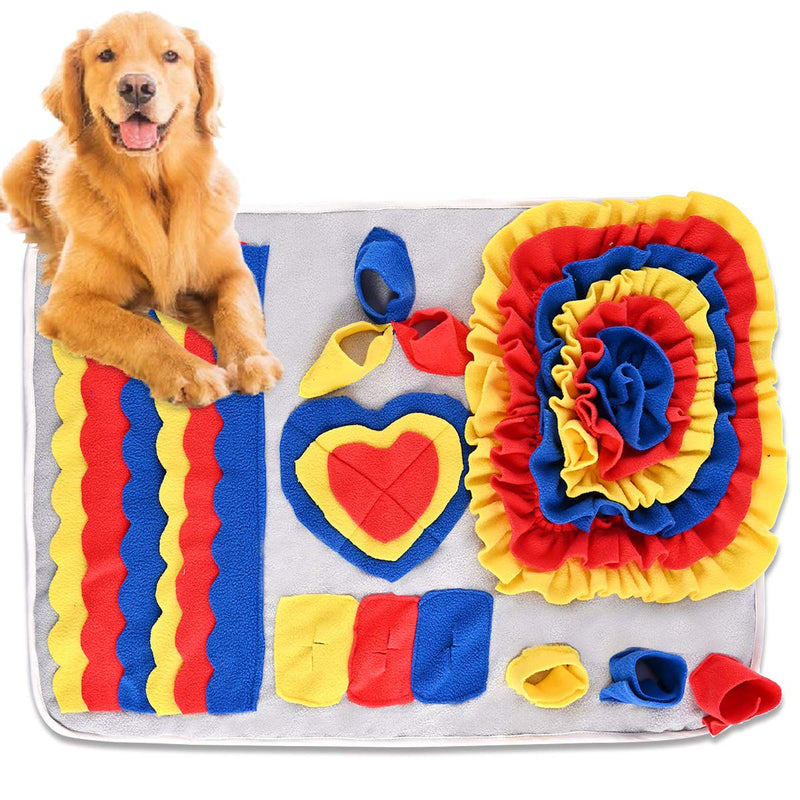 Nabance Pet Snuffle Feeding Mat, Dogs Training Mat Puppy Soft Sniffing Pad for Dog Smell Foraging Skill Blanket Puzzle Toys, Dog Treat Dispenser Indoor Outdoor Stress Relief Multi-colored - PawsPlanet Australia