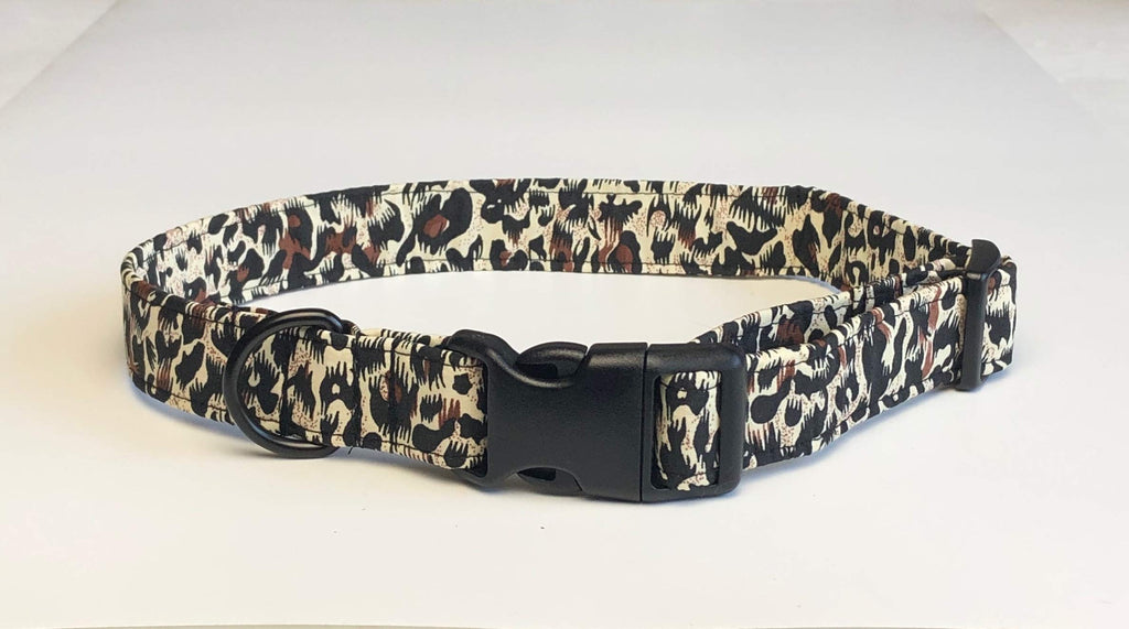 KLASSY K9 SOFT FABRIC COTTON DOG COLLAR WITH ANIMAL PRINT DESIGN FOR LARGE MEDIUM DOG 1" WIDE - PawsPlanet Australia