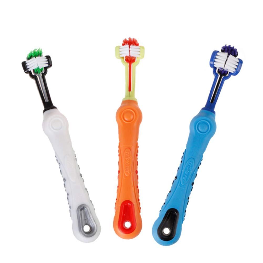YUIP 3Pcs Pet Toothbrush, Triple Headed Toothbrush Pet, Dog Toothbrush for Pet Dental Care, Handle Design for Easy Oral Care Grooming Perfect for Medium Large Sized Dogs - PawsPlanet Australia