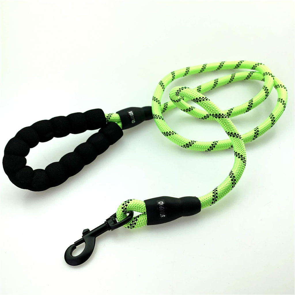 STARPADBUY 5 FT Strong Dog Leash, Rope Twist Dog Lead Heavy Duty with High Reflective Thread and Soft Padded Control Handle, Highly Reflective Threads and for Zinc Alloy Lock,Green 1.5m x 1.2cm - PawsPlanet Australia