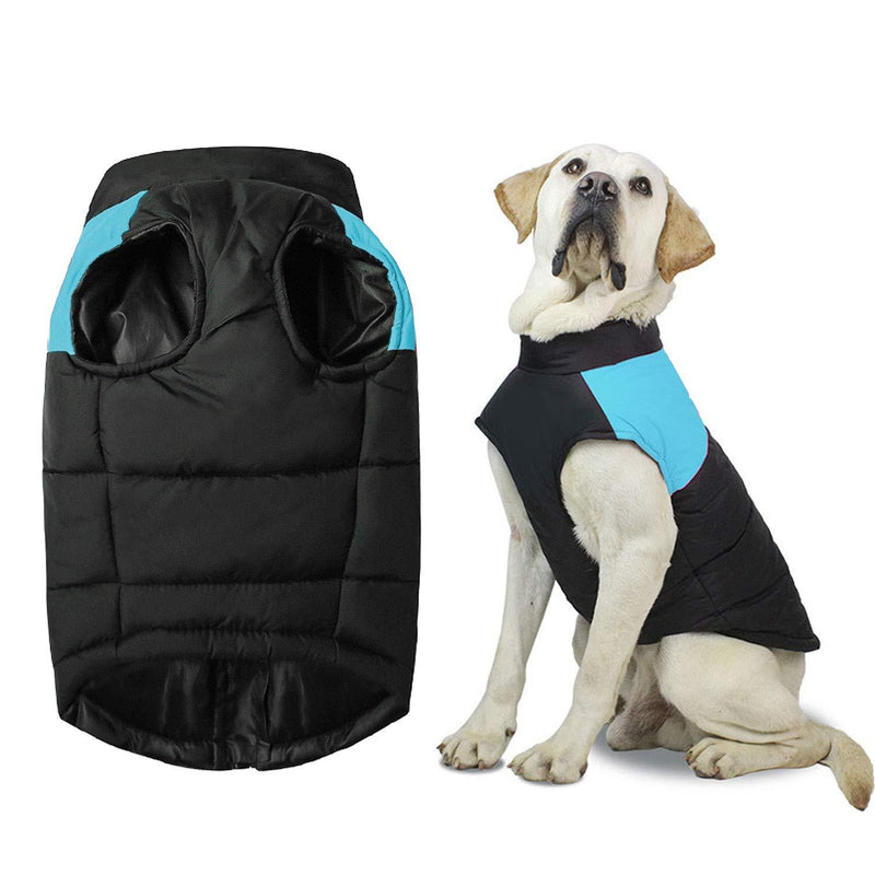 Shinmax Dog Coat Warm Jacket, Snowsuit Windproof Dog Clothes Vest for Small and Medium Dogs Soft Cotton Lining, Pet Vest with D-Ring Harness M Blue - PawsPlanet Australia