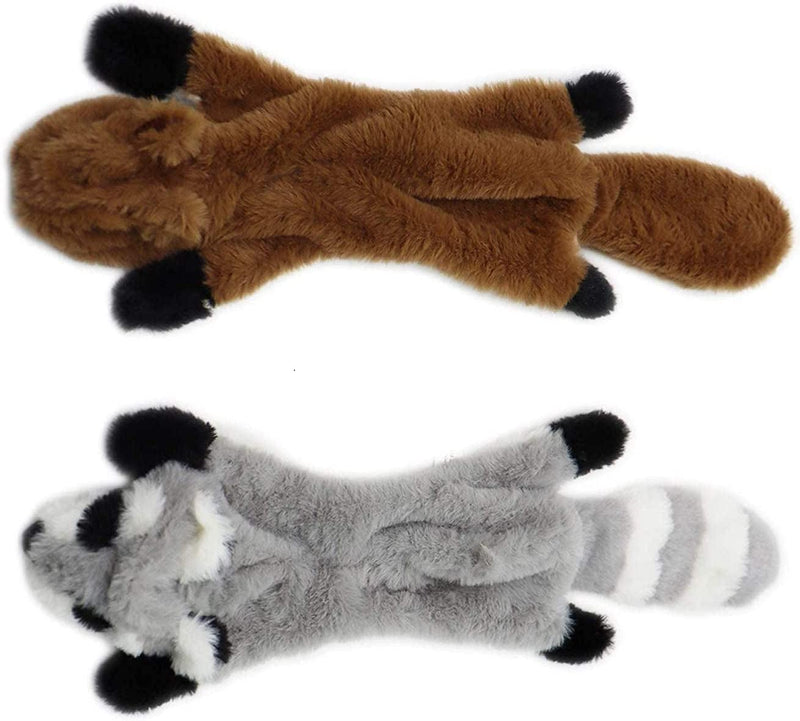 LONGCHAO 2 Pack Squeaky Dog Toys Indestructible for Puppy, Squirrel Raccoon No Stuffing Plush Dog Toys, Interactive Stuffingless Dog Chew Toys with 2 Squeakers Durable Non-Toxic for Small Medium Dogs Raccoon&Squirrel - PawsPlanet Australia