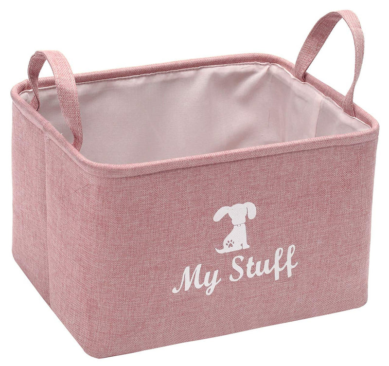 Brabtod Rectanglar Storage Basket, Organizer for Dog Toys, Dog Blanket, Dog Clothes Canvas Bin-pink-dog-L pink-dog-L - PawsPlanet Australia