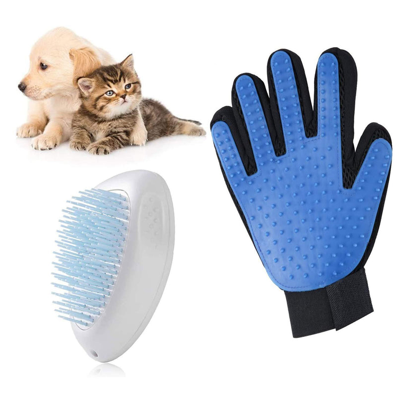 FINEVERNEK Pet Comb + 2 in 1 Pet Gloves, Cat and Dog Hair Brush, Pet Grooming Brush, Dog/Cat/Rabbit/Horse Massage Comb (Long Hair and Short Hair),Gentle Dusting Brush, Dog Hair Removal Products - PawsPlanet Australia