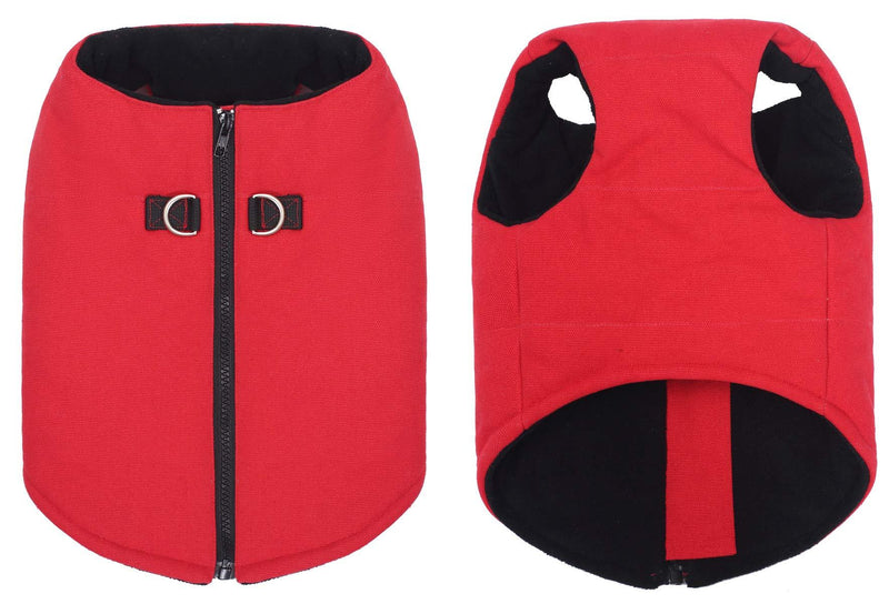 GGeyecete Dog Vest Dog Coat Windproof Jacket Warm,Double D buckle With zipper Dog Apparel for Cold Weather Dog Jacket for Small Medium Large Dogs-Red-XL XL Red - PawsPlanet Australia