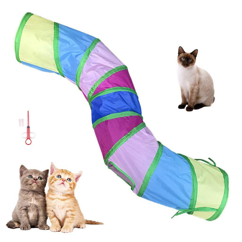 ZPP Cat Tunnel Tube Kitten Toys Pop Up Collapsible Interactive Play Puppy Pet Rainbow Move Toy Two Peek Hole Indoor Outdoor Hidden Training Running Puzzle Exercising Hiding - PawsPlanet Australia