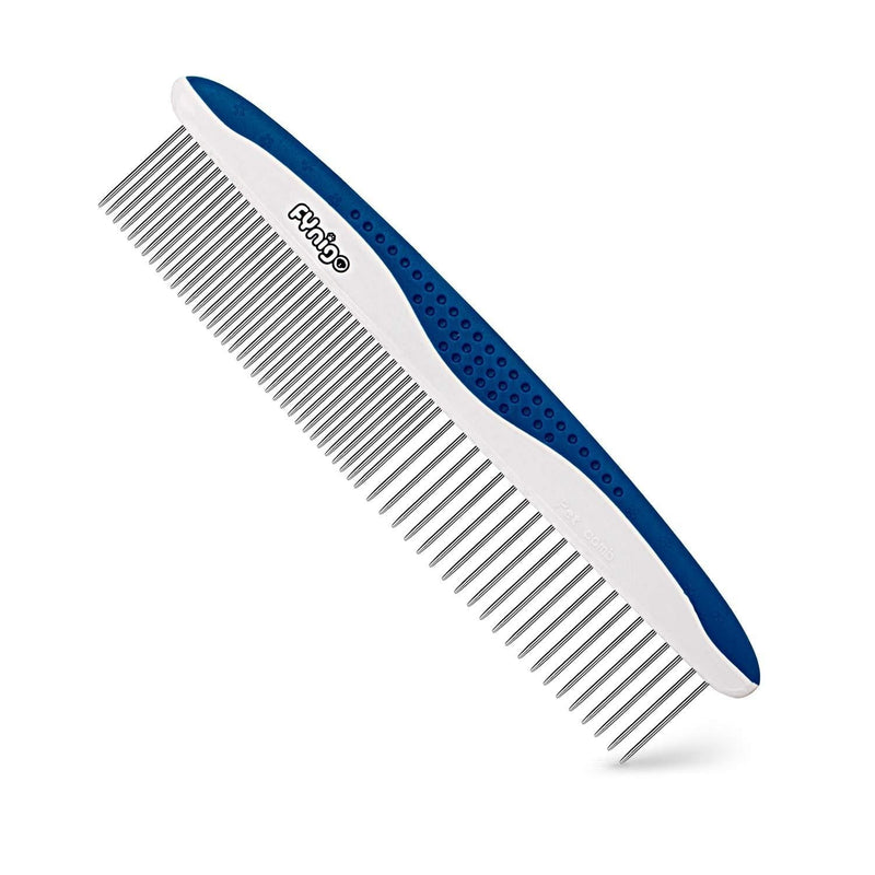 FYNIGO Dog Comb and Cat Comb for Long and Short hair,Pet Grooming Tool for Removing Tangles Knots and Matted Fur,Wide and Narrow Tooth Design,Pet Comb with Stainless Steel Teeth and Non-Slip Handle - PawsPlanet Australia