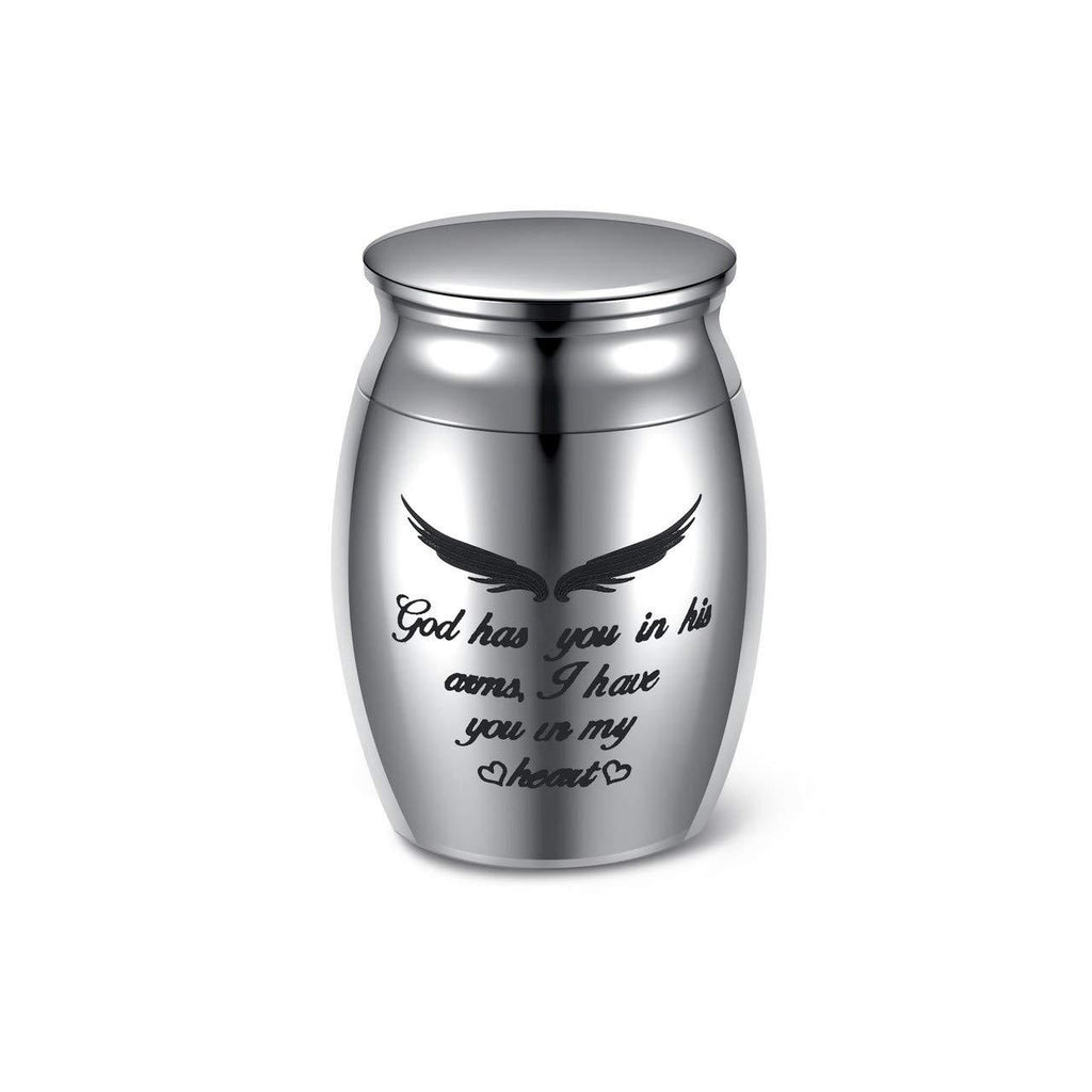 PiercingJak Custom Engraving Small Keepsake Urns for Ashes Mini Cremation Urns Stainless Steel Memorial Ashes Holder Decorative Urns for Human Pet Ash - God Has You in His Arms, I Have You in My Heart Non Engraving - PawsPlanet Australia