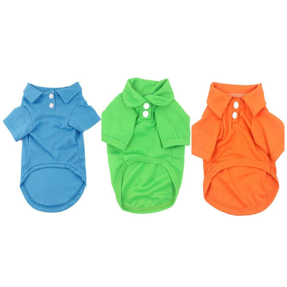 TENGZHI 3 Pack Candy Colored Dog Shirts Vest Jacket Puppy Cat T-Shirt Clothes Outfit Apparel Coats Tops X-Small Blue+Green+Orange - PawsPlanet Australia