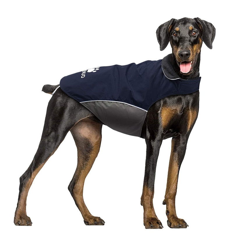[Australia] - IREENUO Dog Raincoat, 100% Waterproof Dog Warm Jacket for Fall Winter, Rainproof Coat with Adjustable Velcro & Reflective Stripes for Medium Large Dogs X-Large Blue 