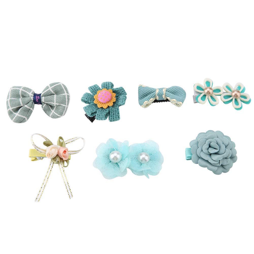 Xinapy 7Pcs Dog Hair Clips,Lovely Mixed Styles Pets Bow Flowers Clip Hairpins for Cats Small Dogs Hair Grooming Accessories green - PawsPlanet Australia