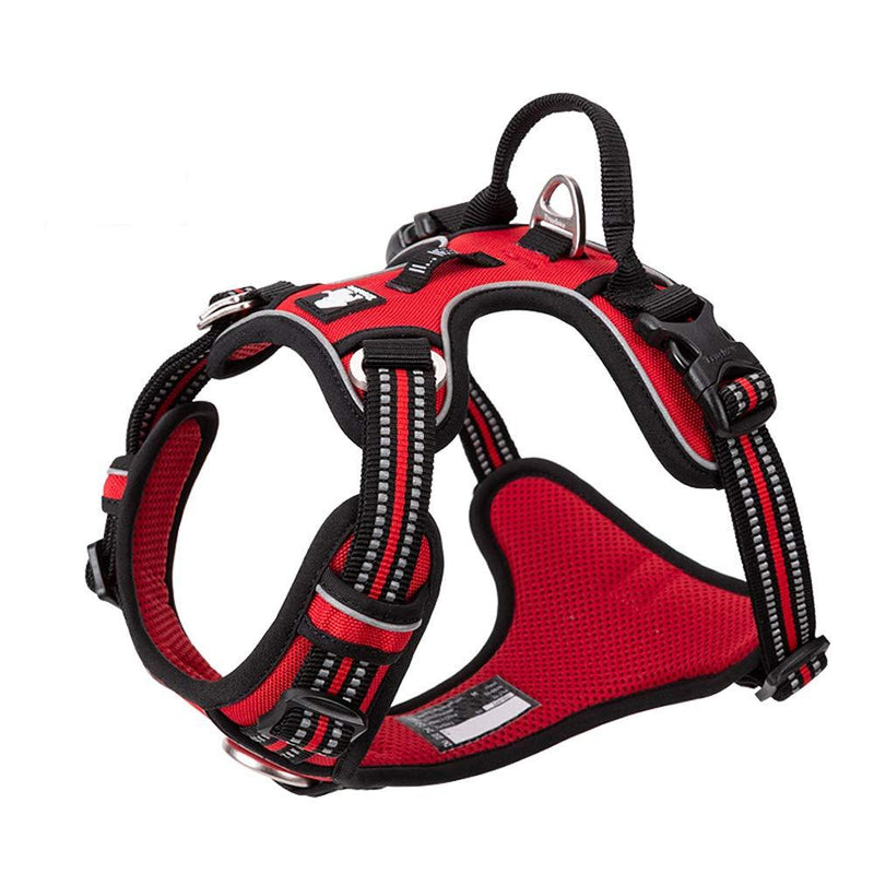 TRUE LOVE Dog Harness No Pull Adjustable Reflective Step-in Soft Nylon For Small Large Pet TLH56512(M, Red) M - PawsPlanet Australia