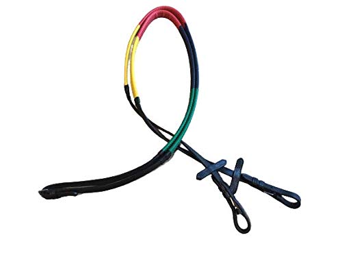 Cwell Equine MultiColour Rainbow Training Rubber Leather Reins For Horse Cob Pony Black (Cob Size) Cob Size - PawsPlanet Australia