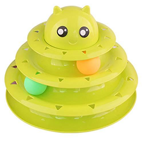 N / A Interactive Cat Toy Teaser Ball Toy for Cat 3 Layers Towers Tracks Roller with 3 Colorful Ball Kitten Fun, Detachable Cat Toy,Green Green - PawsPlanet Australia