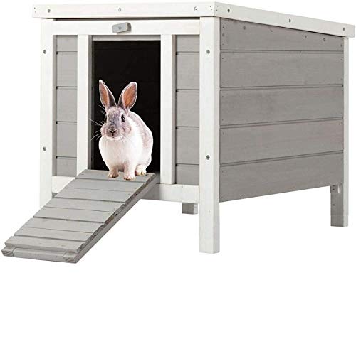 BUNNY BUSINESS Cat/Puppy/Rabbit/Guinea Pig Wooden Hide House - 50 x 42 x 43cm (Grey) GREY - PawsPlanet Australia