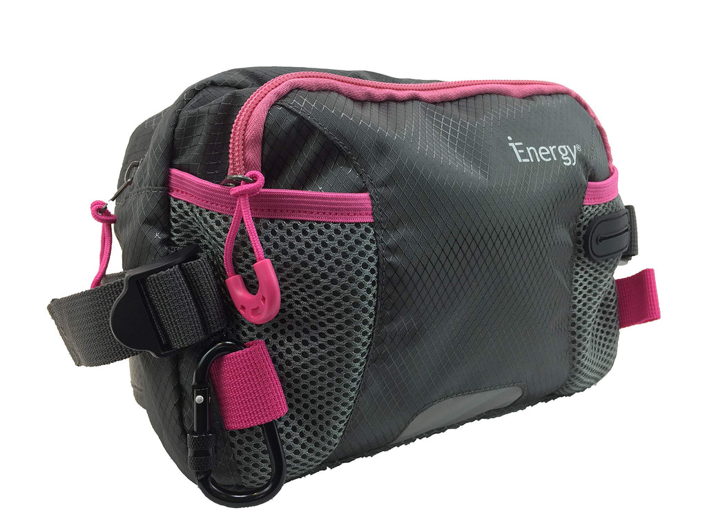 iEnergy PAT waist belt for dog owners - Durable bumbag for dog walking (Pink/Grey) Pink - PawsPlanet Australia