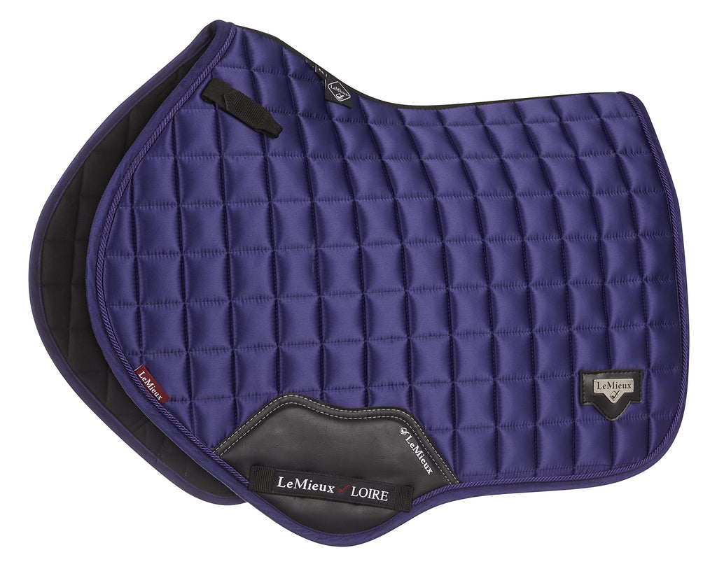 LeMieux Loire Classic Close Contact Saddle Pad in Ink - Square - Woven Satin with Friction Free Binding and PU Leather Girth Protection - Large - PawsPlanet Australia