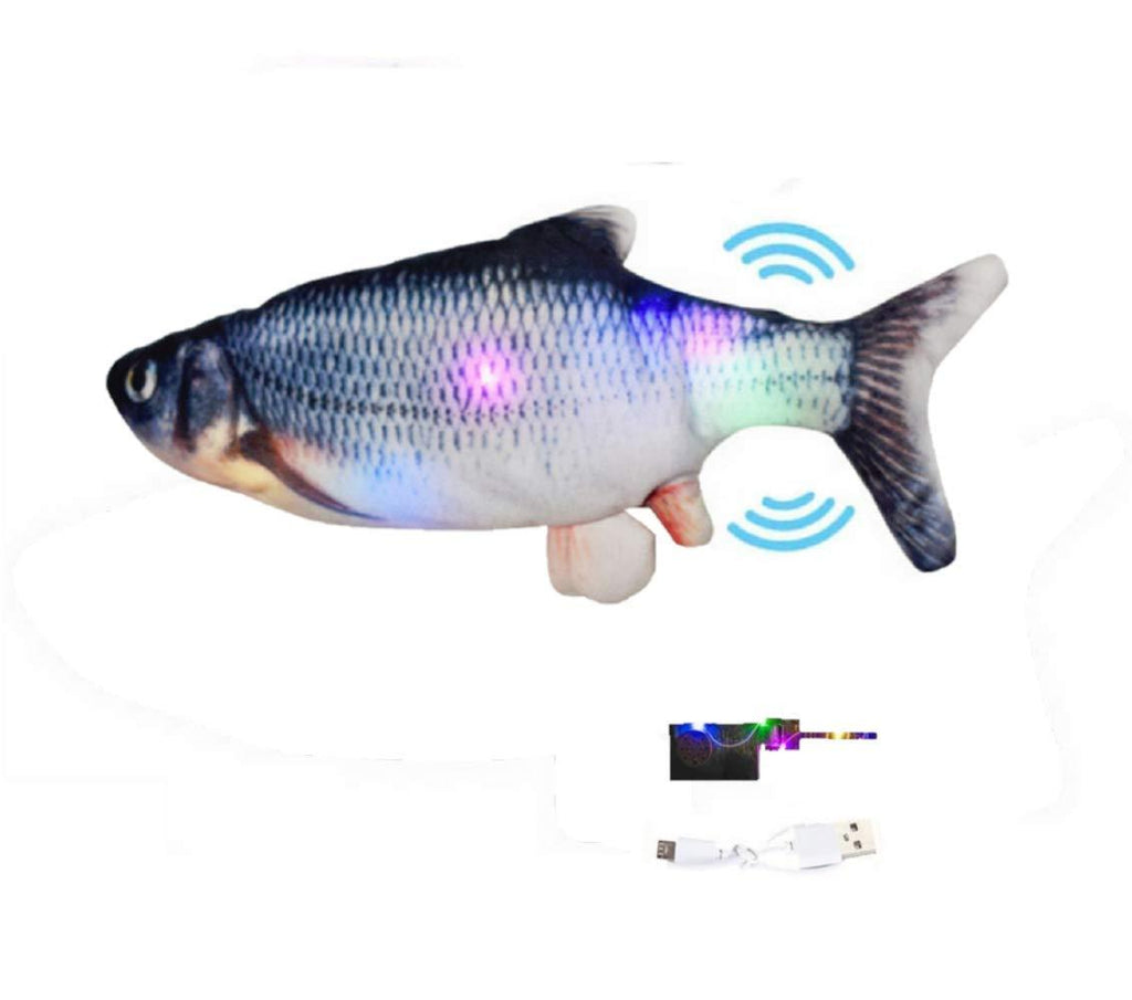 [New Upgrade] Moving Cat Kicker Fish Toy,11” USB Flopping Fish Cat Toy, Colorful Lights + Music,Plush Interactive Cat Toys,Wiggle Fish Toys,Simulation Electric Fish,Crucian Carp New Upgrade Crucian Carp - PawsPlanet Australia