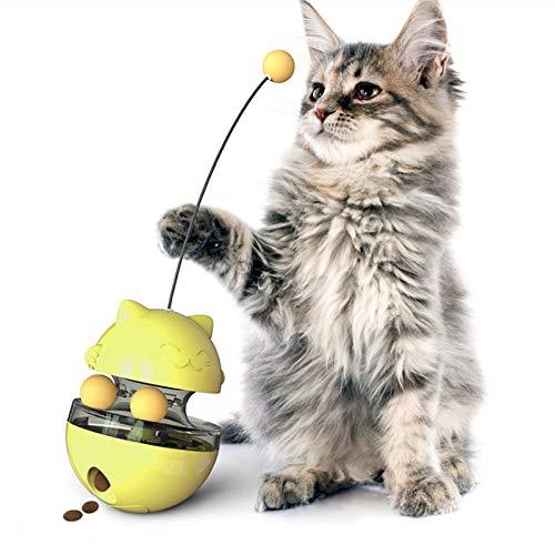 MingBin Interactive Cat Toys Tumbler Leaking Food Ball with Teasing Wand,Slow Food Feeder Funny Cat Stick Toy for Cats Kitten Exercise Interactive Game - PawsPlanet Australia