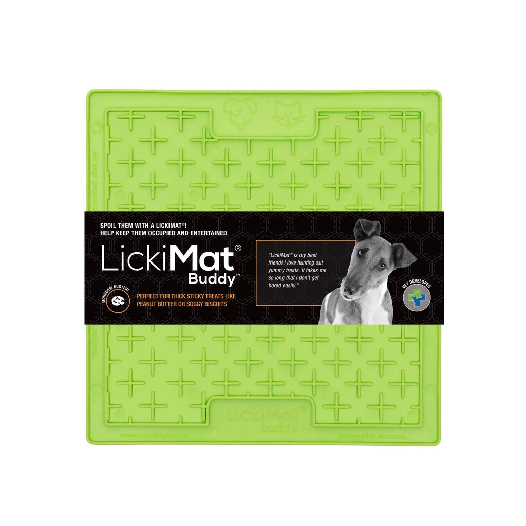 LickiMat Classic Buddy, Slow Feeder Dog Bowl, Boredom and Anxiety Relief, Ideal for Food, Yoghurt or Peanut Butter, Fun alternative to a slow feeder bowl - green - PawsPlanet Australia