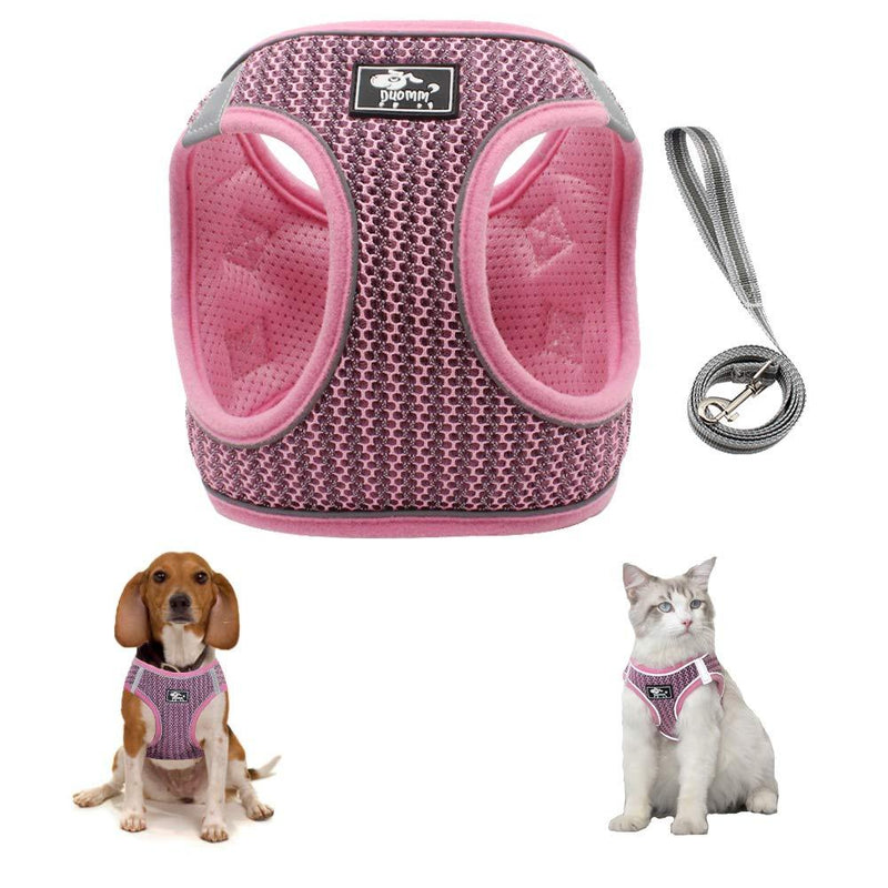 FEimaX Dog Harness and Leash Set, Soft Mesh Adjustable Puppy Step in Vest with Reflective Strips, No Pull Pet Outdoor Harnesses for Small Medium Dogs Cats S (Chest 10.6-13.3'') Pink - PawsPlanet Australia