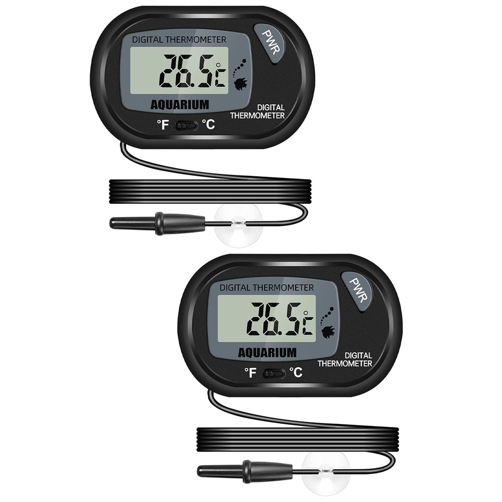 Thlevel Aquarium Thermometer LCD Digital Thermometer with Probe and Suction Cup for Fish Tank Water Temperature Incubator Reptile Habitat Temperature (2PCS) 2PCS - PawsPlanet Australia