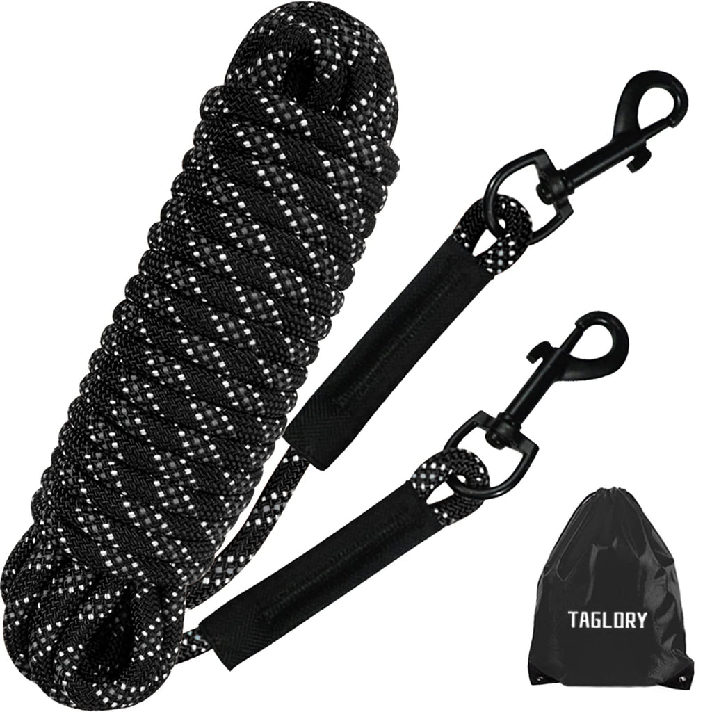 Taglory Training Lead for Dogs 5m, Reflective Long Dog Rope Tie Out, Dog Tether for Small Medium Large Dogs, Black 5m- no Handle (Pack of 1) - PawsPlanet Australia
