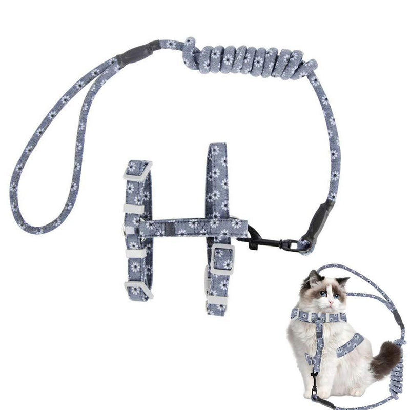 Cat Harness with Lead, Adjustable Harness Lead Set, Fit for Small Medium Kittens, Pet Outdoor Walking, Floral Design - PawsPlanet Australia