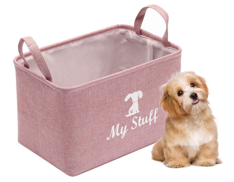 Canvas Dog Toy Basket storage box Basket for Dog Toys, Dog Blanket, Dog Clothes Storage - 38cm(15in) x 27cm(10.5in) x 25cm(10in) -Pink 38*27*25 CM Pink - PawsPlanet Australia