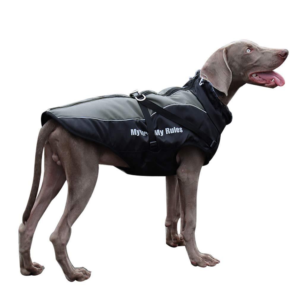 Dog Jacket with Harness Large Dogs Coats Waterproof, Dog harness Coats warm Winter Clothes Windproof Reflective Pet Vest Cotton Padded Cozy Cold Weather Dog Apparels for Medium Large Dogs (2XL, Grey) XXL - PawsPlanet Australia