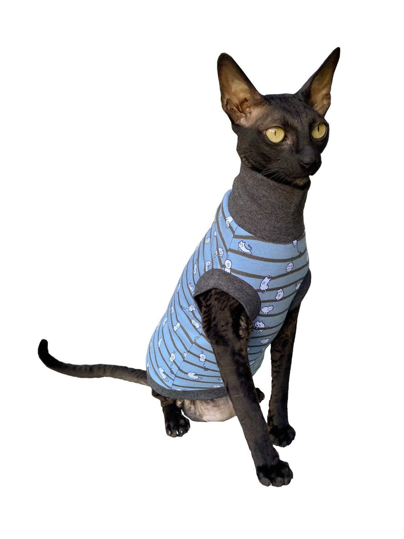 Kotomoda Sphynx Cat's turtleneck Small cats blue Naked Cat Hairless Cat Clothes (S) S - PawsPlanet Australia