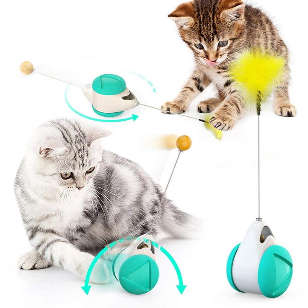 BLUK Interactive Cat Toys Cat Feather Toys for Indoor Cats,Cat Balance Swing Car Cat Chase Toys,Self Rotating Ball Roller Catnip Pet Toy for Kitten Kitty Entertainment Hunting Exercise,Blue Blue - PawsPlanet Australia