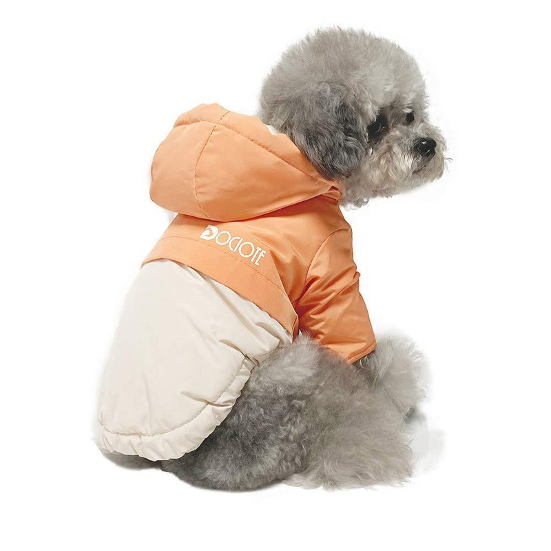 Winter Dog Coats Small With Hood, Dog Puppy Warm Thick Jacket Windproof with Collar Hole Small Dog Clothes Outfit Dog Vest Soft Fleece winter Jacket Apparel for Puppy Small Dogs Chihuahua Orange M - PawsPlanet Australia