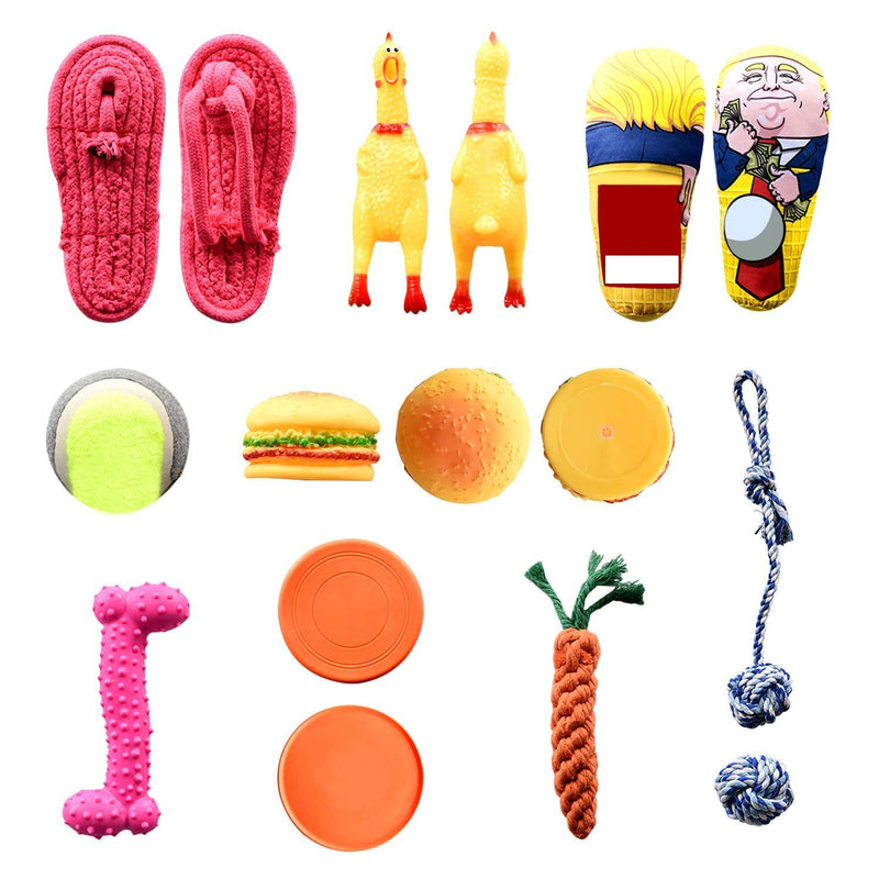 Bestdon 10 Pack Cotton Toy Interactive Rope Toy Ball,Rope Toys,Dog Chew Toys Rubber Chicken, Screaming Chicken for Dog Teething Training Toy - PawsPlanet Australia