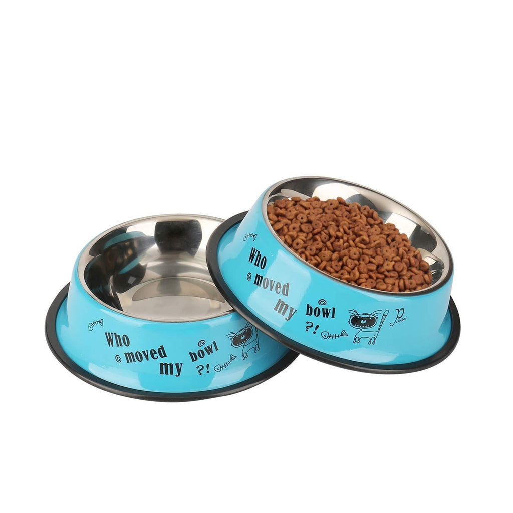 WBYJ Stainless Steel Dog Bowls, 2 Pack Dog Feeding Bowls with Non-slip Rubber Bases for Small Dog (7in) 7in - PawsPlanet Australia