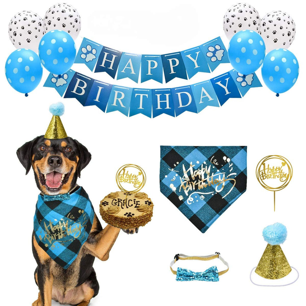 Feeko Dog Birthday Party Supplies, Dog Birthday Hat/Bandana/Bowtie/Banner/Balloon for Small Medium Dogs Pets, Doggie Birthday Party Supplies Decorations - PawsPlanet Australia